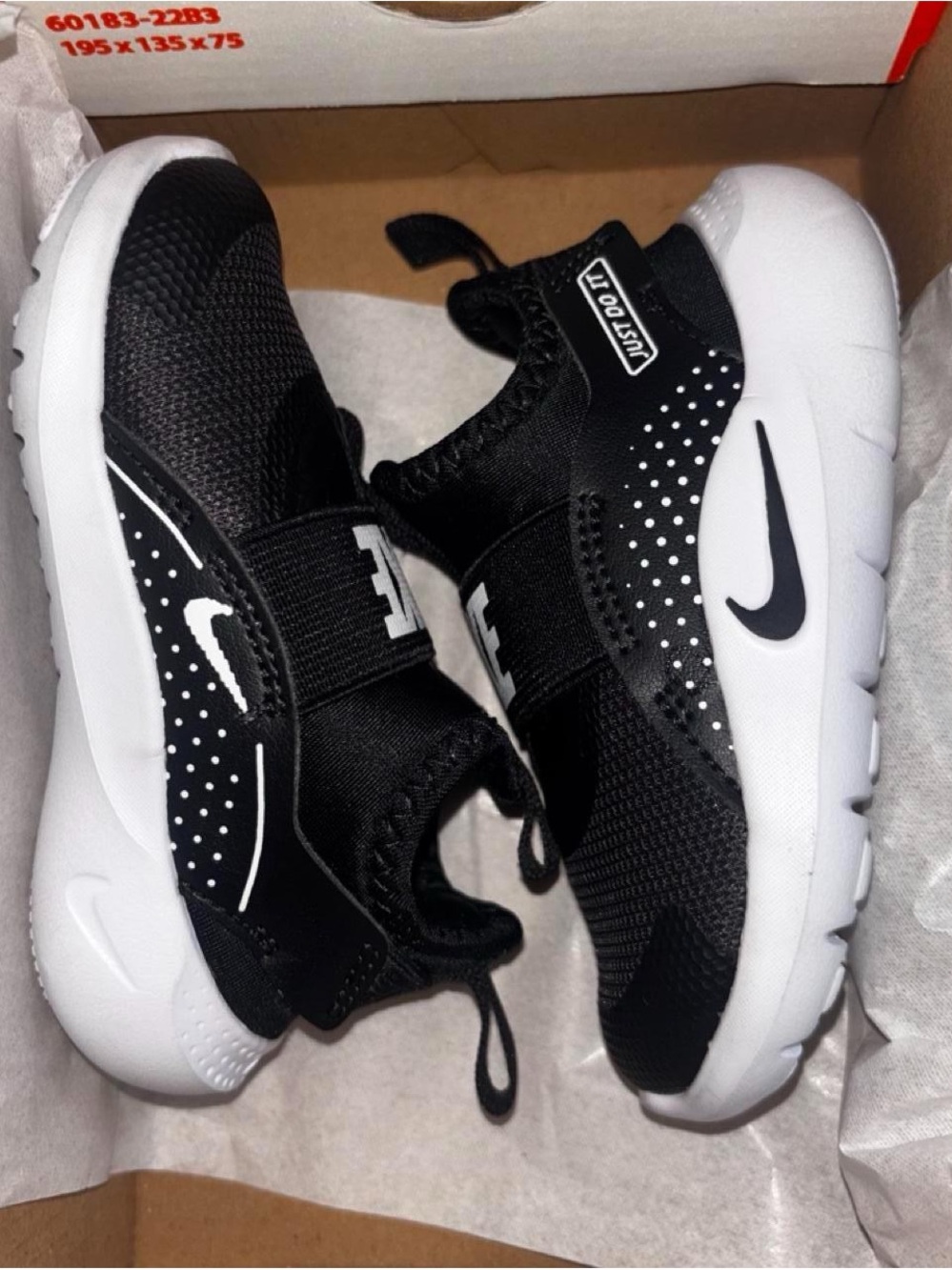 Nike Black and White Kids Slip-On Sneakers with Dots